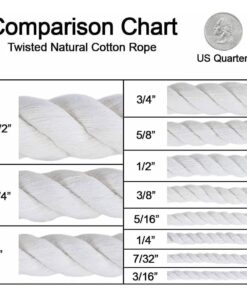 SGT KNOTS Twisted 100% Cotton Rope for DIY Projects, Crafts, Macrame Cord, Commercial, Agricultural - High Strength, Natural (1/4" x 100ft, Natural) 1/4 inch x 100 feet 15 61DbMRI CAL 1