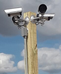 WALI Bullet Dummy Fake Surveillance Security CCTV Dome Camera Indoor Outdoor with one LED Light Warning Security Alert Sticker Decals (TC-S4), 4 Packs, Silver 43 61Dbw5LB0uL