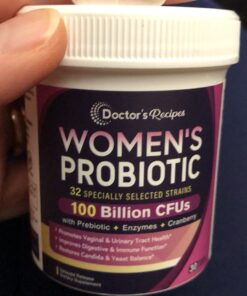 Doctor's Recipes Probiotics for Women, 100 Billion CFU 32 Strains, with Prebiotic Fiber, Enzymes & Cranberry, Vaginal Urinary Digestive & Immune, No Yeast, Shelf Stable, Delayed Release, 30 Caps 22 61Dc3UJ5h0L
