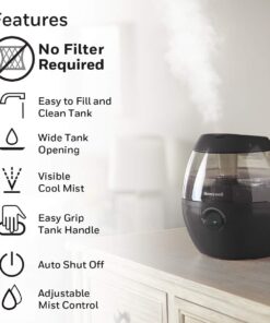 Honeywell HUL520B Mistmate Cool Mist Humidifier Black With Easy Fill Tank & Auto Shut-Off, For Small Room, Bedroom, Baby Room, Office 15 61DgIQ8ucL 1