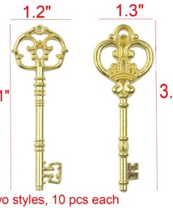 20PCS Assorted Large Vintage Skeleton Keys (2 Styles) - 3 1/4" Keys in AntiqueGold 3 61Dhy6e7grL