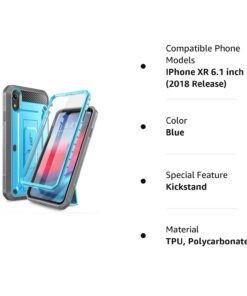 SupCase Unicorn Beetle Pro Series Case Designed for iPhone XR, with Built-in Screen Protector Full-Body Rugged Holster Case for iPhone XR 6.1 Inch (2018 Release) (Blue) Blue 22 61Diq6RWO6L