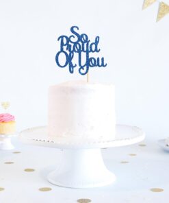 So Proud of You Cake Topper - Senior Graduation Party Decorations - High School College Graduation Cake Topper - Congrats Grad Party Decorations Supplies (Blue) 13 61Dj1USry L
