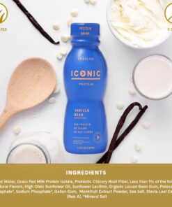 Iconic Protein Drinks, Vanilla Bean (12 Pack) - Sugar Free & Low Carb - 20g Grass Fed Protein - Lactose Free, Gluten Free, Non-GMO, Kosher - Keto Friendly Protein Shakes 17 61DjaXILsGL
