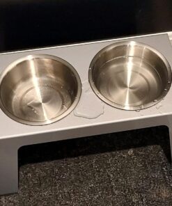 PetFusion Elevated Dog Bowls in Premium Anodized Aluminum Stand (Tall 8"). 2 US FOOD GRADE Stainless Steel 56oz bowls, Metallic Gray Tall - 8" 23 61Dk7 c ZsL
