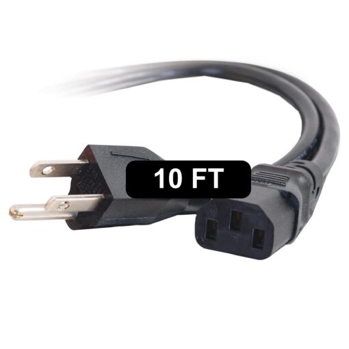 C2G 10FT Replacement AC Power Cord - Power Cable for TV, Computer, Monitor, Appliance & More (03134) 1 Pack 10 FT