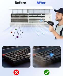 Alternative view of Compressed Air Duster,Fulljion 3-Gear to 51000RPM Electric Air Duster Portable Air Blower with LED Light, 6000mAhRechargeable Cordless Air Duster for Computer Keyboard Fast Charge(Black) Black