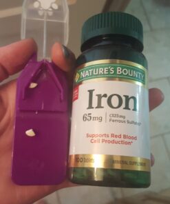 Nature's Bounty Iron 65mg, 325 mg Ferrous Sulfate, Cellular Energy Support, Promotes Normal Red Blood Cell Production, 100 Tablets 100 Count (Pack of 1) 37 61DmhKp7DUL