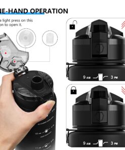 ZOUNICH Tritan BPA Free Water Bottle with Time Marker - 32oz/24oz/17oz Leakproof Motivational Sports Water Bottles to Ensure You Drink Enough Water Throughout The Day for Fitness and Outdoor Activity 1000ml/32oz Black/White Gradient 11 61DmnEf2rqL 1