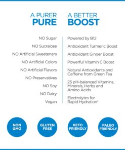 Pureboost Clean Energy Drink Mix + Immune System Support. Sugar-Free Energy with B12, Multivitamins, Antioxidants, Electrolytes (Combo Pack, 30 Stick Packs) Combo Pack 27 61DnWDJjOqL