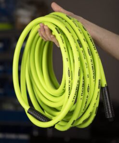 Flexzilla Air Hose, 3/8 in. x 50 ft., 1/4 in. MNPT Fittings, Heavy Duty, Lightweight, Hybrid, ZillaGreen - HFZ3850YW2 Flexzilla 3/8" (inches) x 50' (feet) Coupler and Plug 20 61DoOHPQL