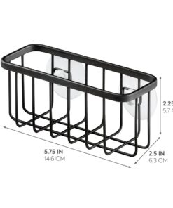 Alternative view of iDesign Rust-Resistant Stainless Steel Sponge Holder for Kitchen Sink with Suction Cups, The Gia Collection - Set of 1, Matte Black Sink Center