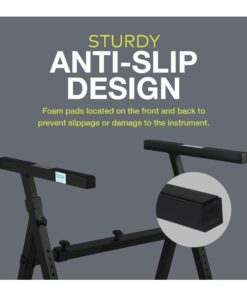 Knox Gear Heavy Duty Z-Style Keyboard Stand - Sturdy Height & Width Adjustable Keyboard Stand - Professional Digital Keyboard Piano Stand or Synth Stand - Piano Keyboard Stand 88 Key or Smaller 25 61DsCc lf2L