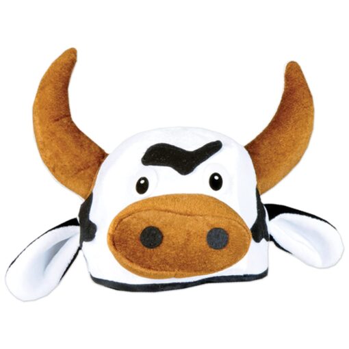 Beistle NoveltBeistle Unisex Plush Cow Head Hat – Western Themed Novelty Cap, Farm Animal Party Supplies, Halloween Costume Headwear, Photo Booth Prop, Dress Up Accessory