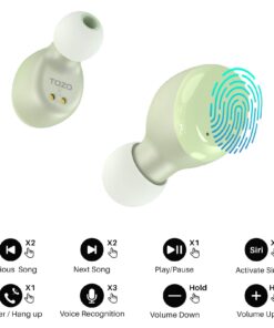 TOZO T6 True Wireless Earbuds Bluetooth 5.3 Headphones Touch Control with Wireless Charging Case IPX8 Waterproof Stereo Earphones in-Ear Built-in Mic Headset Premium Deep Bass Green Classic Edition 31 61Du46qbIlL