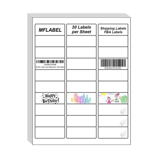 MFLABEL Address Labels, 1"x2-5/8" Mailing Labels, 30-UP White Shipping Labels for Inkjet or Laser Printer, 3000 Sticker Labels (100 Sheets), 30 Labels per Sheet 100 Sheets 1" x 2-5/8" (30-up)