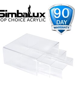 SimbaLux Acrylic Display Risers Clear Stand Set of 3 Medium Low Profile Tiered for Showcasing Food, Cupcake, Dessert, Candy, Jewelry, Figurines, Photos, Retail & Home Decoration, Durable & Steady 17 61DvxpGYMS