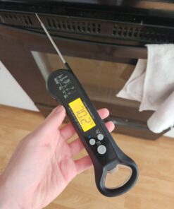 Meat Thermometer Digital, Waterproof Instant Read Meat Thermometers for Grilling and Cooking. Food Thermometer, Kitchen Gadgets, Accessories with Bottle Cap Opener for Kitchen, BBQ, Grill… Black 41 61DwrYJPCVL