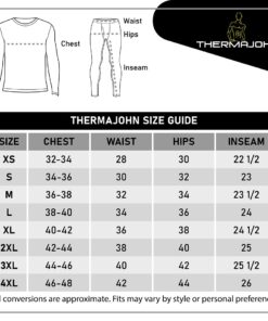 Thermajohn Long Johns Thermal Underwear for Men Fleece Lined Base Layer Set for Cold Weather Large Black 27 61E HZTJBJL