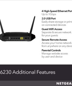 NETGEAR WiFi Router (R6230) - AC1200 Dual Band Wireless Speed (up to 1200 Mbps) | Up to 1200 sq ft Coverage & 20 Devices | 4 x 1G Ethernet and 1 x 2.0 USB ports AC1200 WiFi Router 23 61E0zOpUmgL