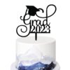 Grad 2023 Cake Topper for Class of 2023 Graduation Party Decorations Acrylic Congrats Grad Supplies (Black) Black 24 61E2FFy2UL
