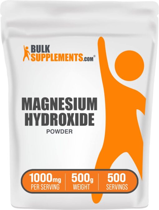 BulkSupplements.com Magnesium Hydroxide Powder - Magnesium Supplement, Food Grade Magnesium Hydroxide, Magnesium Hydroxide Supplement - 1000mg (410mg of Magnesium) per Serving, 500g (1.1 lbs) 1.1 Pound (Pack of 1)