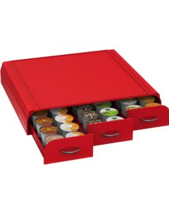 Mind Reader Single Serve Coffee Organizer with 3 Drawers Pod, 12.25" L x 13.5" W x 2.5" H, 36 Capacity, Red 34 61E3SvxVUjL