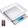 (Upgraded) AMIR Digital Kitchen Scale, 500g Mini Pocket Jewelry Scale, Cooking Food Scale, Back-Lit LCD Display, 2 Trays, 6 Units, Auto Off, Tare, PCS, Stainless Steel (Batteries Included) Silver 2 61E3ZgbJSFL