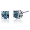 Peora London Blue Topaz Stud Earrings 925 Sterling Silver, Solitaire Scroll Gallery, Natural Gemstone Birthstone, 2 Carats Total, Round Shape 6mm, Friction Backs 21 61E4OUdB5tL