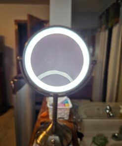 VESAUR Professional 8.5" Large Lighted Makeup Mirror Updated with 3 Color Lights, 1X/10X Magnifying Swivel Vanity Brightness Dimmable Cosmetic Mirror with 48 Premium LED Lights, Senior Pearl Nickel X-Large 37 61E4xYbUXL