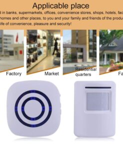 Door Chime,Wireless Business Door Motion Sensor Detector Smart Visitor doorbell Home Security Driveway Alarm with 1 Plug-in Receiver and 1 PIR Detector Weatherproof(White) 9 61E8wy OmSL