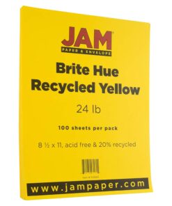 JAM PAPER Colored 24lb Paper - 90 gsm - 8.5 x 11 - Yellow Recycled - 100 Sheets/Pack 100 Sheets Per Pack 9 61E9AHAYBL