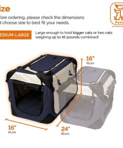 PetLuv-Happy Cat Premium Cat Carrier Soft Sided Foldable Top & Side Loading Pet Crate & Carrier Locking Zippers Shoulder Straps Seat Belt Lock Plush Pillow 24.0"L x 16.0"W x 16.0"H Navy Blue 31 61EATWDvC9L