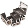 JustCase M1001 Cosmetic Makeup Train Case with Mirror and Easy Clean Extendable Trays, Leopard Leopard Brown 42 61EAsdoAIL