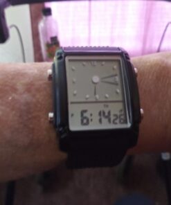 FANMIS Men's Rectangle Dial Sports Wrist Watches with 7 Colors Optional LED Backlight Multifunctional Alarm Stopwatch 12/24H Rubber Strap Watch Black 23 61EDk6Kly1L