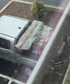 Grizzly Gear Automotive Large Bungee Cargo Net w 16 Durable Hooks - 7" Mesh Elastic Stretches to 7.5' x 5' - Compatible w All Pickup Truck Beds & Trailers - Heavy Duty, Weatherproof -Storage Made Easy Black 35 61EKNAFSMKL