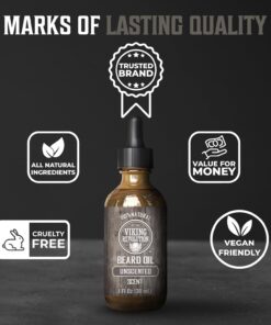 Viking Revolution Beard Oil Conditioner - All Natural Unscented Argan & Jojoba Oils - Softens, Smooths & Strengthens Beard Growth - Grooming Beard and Mustache Maintenance Treatment, 1 Pack 1 Ounce (Pack of 1) 26 61EMZVSif1L
