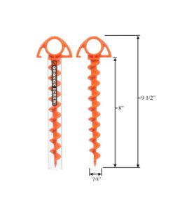 Orange Screw: The Ultimate Ground Anchor | Small 4 Pack Tent Stakes | Made in USA Orange 22 61EMiOCOFLL
