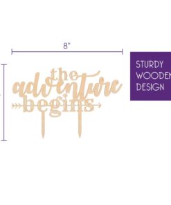 Alternative view of Ella Celebration The Adventure Begins Wooden Wedding Cake Topper, IMPROVED Arrow Rustic Wood Decoration 8 Inch Width (Adventure Begins)