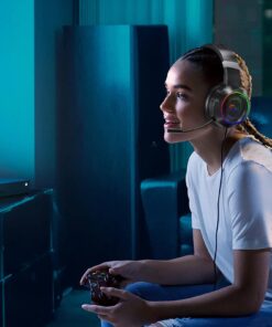 CHAFON E300 Gaming Headset with Noise Cancelling Microphone, Surround Sound Headphones for PS4 PC Xbox One PS5 Controller, Dynamic RGB Wired Headsets for Computer Laptop Mac Nintendo NES Games 29 61EYrfZpuiL
