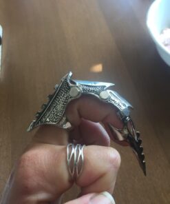 PiercingJ Men's Knuckle Joint Full Finger Double Ring Punk Rock Gothic Hinged Activity Rings Halloween Cosplay Costume Accessories Jewelry Armor#07 36 61EZ1jdNn3L