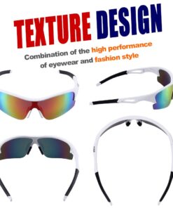 Alternative view of O2O Polarized Sports Sunglasses Wrap Around UV400 Protection for Men Women Teens Youth 020 Polarized Sunglasses Rainbow Lens With White Frame