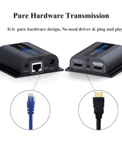 MYPIN HDMI Extender with Loop-Out Local Display, 1080P Transmission up to 196ft/60m Over Single Cat6/6a/7/8 Ethernet Cable with IR Blaster and Receiver Cables (LKV372pro) 13 61Ebn6vT5gL