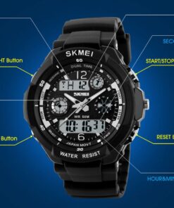 FANMIS Unisex Sports Watches Military Analog Digital Display Watch Multifunction Dual Time Alarm Stopwatch Backlight 50M Waterproof Outdoor Sports Watch black 11 61EcP4R6VtL