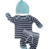 Newborn Baby Boys Girls Clothes Long Sleeve Tops Pants Trousers Hat Outfits Set 0-6 Months Sky Blue&navy Blue 9 61EcTAqmuPL
