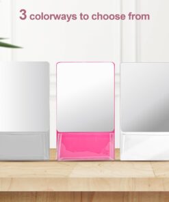 Torolle Magnetic Locker Mirror with Holder, 6.69" x 5.51" Small Real Glass Mirror with Organizer Bag for School Locker Refrigerator Bathroom Office Cabinet -Grey Grey 19 61EcmURvckL