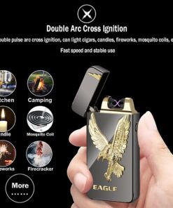 Kivors USB Rechargeable Flameless Lighters Windproof Electronic Zinc Plasma Dual Pulse Arc Lighter Eagle Lighters for Candle Camping BBQs Business Gift 9 61EgtK84L