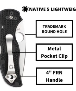 Spyderco Native 5 Lightweight Signature Knife with 2.95" CPM S30V Steel Blade and Black FRN Handle - PlainEdge - C41PBK5 26 61EjDMkuw0L