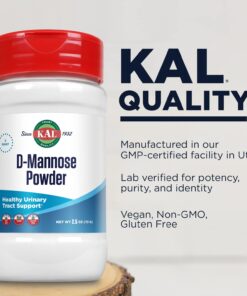 KAL D-Mannose Powder 1600 mg, Easy-to-Mix, Fast-Dissolving Powder to Support Urinary Tract Health, Unflavored, Non-GMO, Vegan, Gluten Free, 45 Servings, 2.5 oz 11 61ElP8W 2ZL