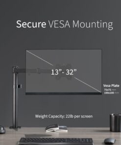 VIVO Single Monitor Arm Desk Mount, Holds Screens up to 32 inch Regular and 38 inch Ultrawide, Fully Adjustable Stand with C-Clamp and Grommet Base, VESA 75x75mm or 100x100mm, Black, STAND-V001 16" Tall 31 61EnuC Dw2L